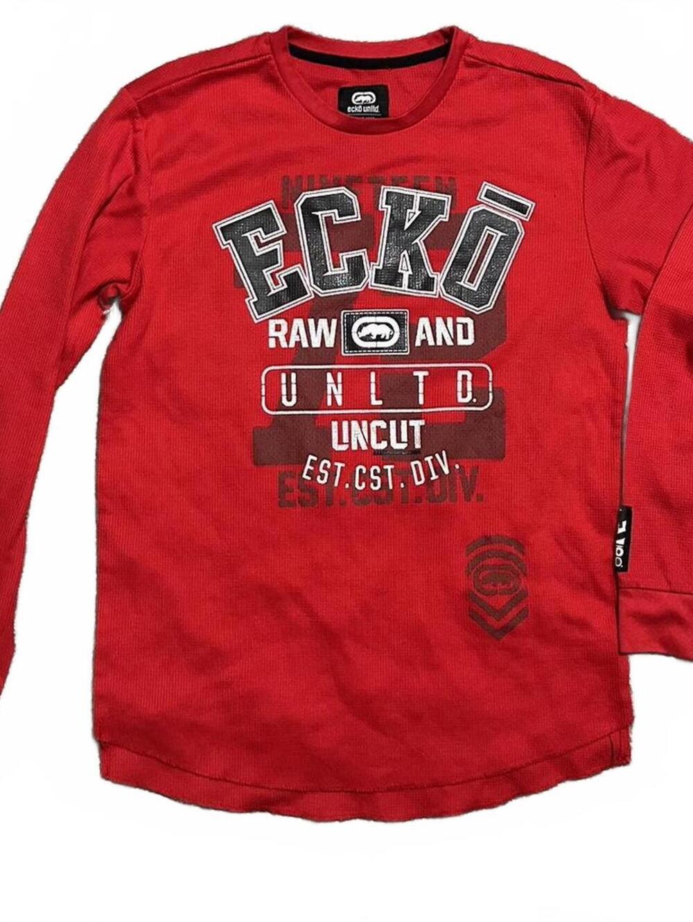 Ecko Unlimited Y2K Red Thermal Long Sleeve Graphic Shirt Size L